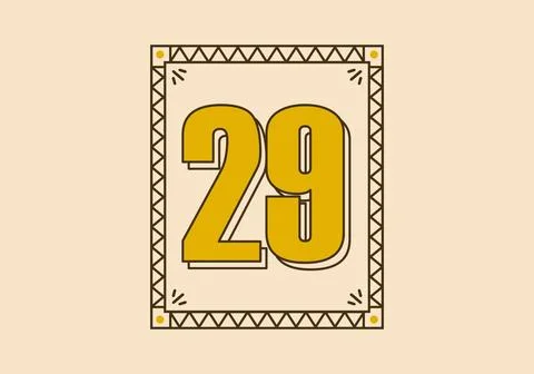 Vintage rectangle frame with number 29 on it Illustrazione stock