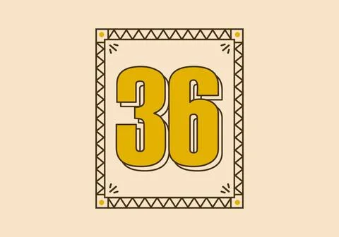 Vintage rectangle frame with number 36 on it 库存插图