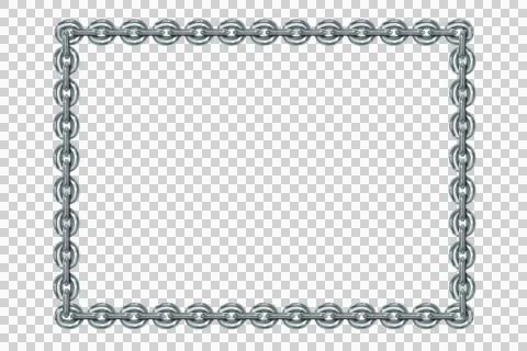 Vintage rectangular frame, gold chain, isolated. Empty copy space png Illustrazione stock