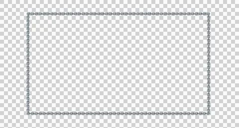 Vintage rectangular frame, metal chain, isolated. Silver simple frame. イラスト素材