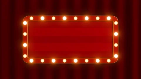 A vintage rectangular marquee frame with glowing perimeter bulbs Stock Footage 340405205