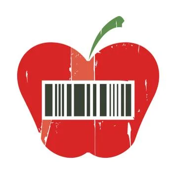 Vintage red apple with bar code Stock Illustration