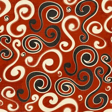 Vintage red curves seamless pattern with grunge effect Illustrazione stock