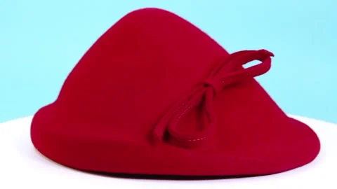 Vintage red hat with bow Stock Footage 314329306