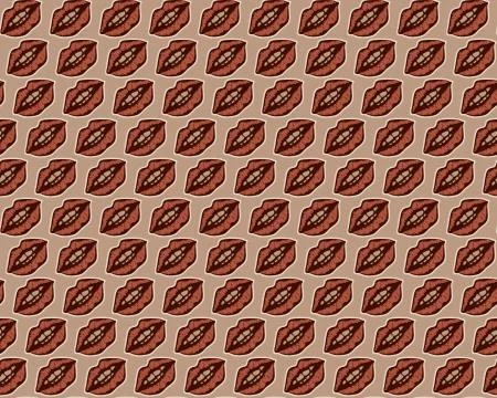 Vintage red lips pattern on the background Stock Illustration