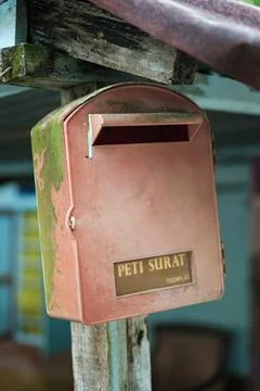 Vintage Red Mailbox with Rust Stock Photos