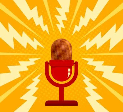 Vintage red microphone Stock Illustration