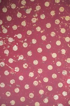 Vintage red polka dot pattern with distressed texture Stock Photos