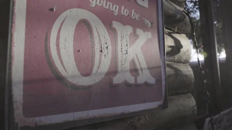 Vintage red poster with the sayers "everything is going to be ok" Stock Footage 138236004