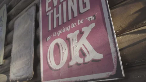 Vintage red poster with the sayers "everything is going to be ok" Video stock 138396813