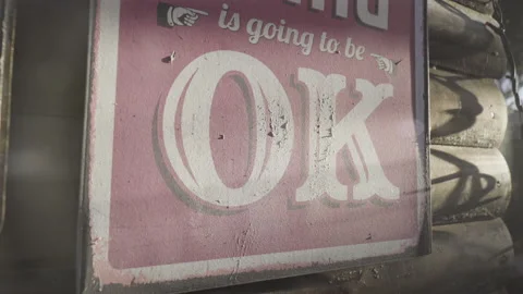 Vintage red poster with the sayers "everything is going to be ok" Stock Footage 138396864