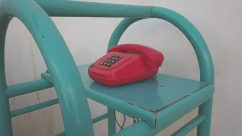 Vintage red telephone Stock Footage
