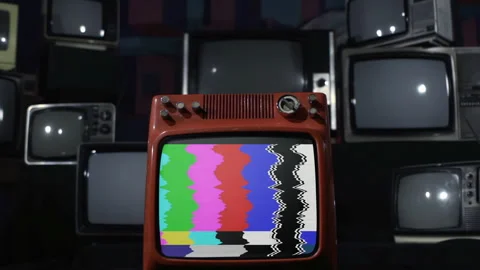 Vintage Red Television Screen Exploding And Shattering In Close Up - 4K Stock Footage 339693539
