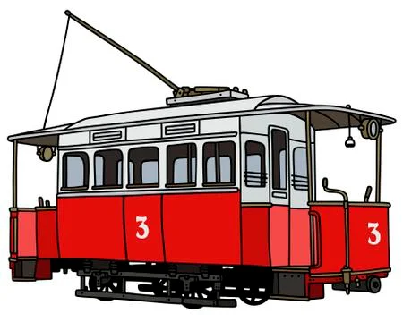 Vintage red tramway Stock Illustration