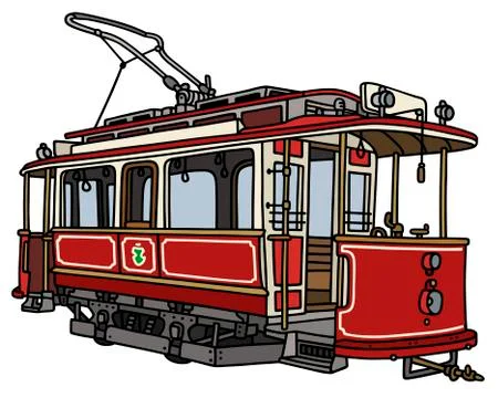 Vintage red tramway Stock Illustration