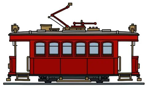 The vintage red tramway Stock Illustration