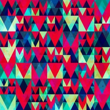 Vintage red triangle seamless pattern with grunge effect Stock Illustration