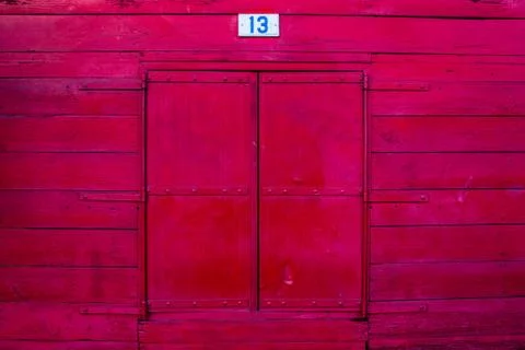 Vintage red window Foto stock