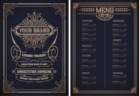 Vintage restaurant menu template. Vector layered Stock Illustration