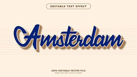 Vintage retro Amsterdam editable text effect alphabet font typography typefac 스톡 일러스트