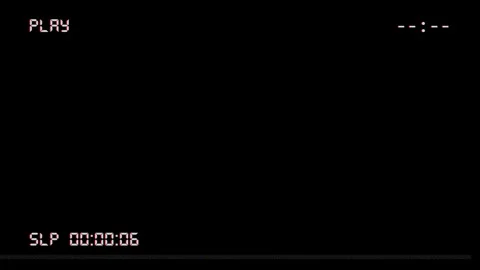 Vintage retro camcorder screen interface with play mode text and digital Stock-Footage 345899074