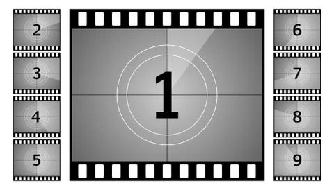 Vintage retro cinema. Countdown frame. Art design. Old film movie timer count イラスト素材