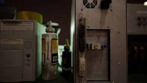 Vintage retro computer and other devices Stock Footage 252210053