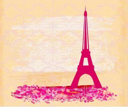 Vintage retro eiffel card Stock Illustration