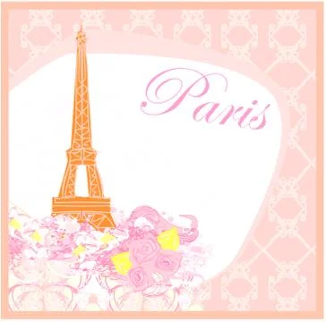 Vintage retro eiffel card Stock Illustration