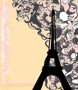 Vintage retro eiffel card Stock Illustration