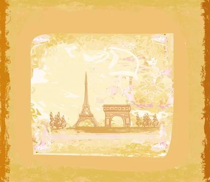 Vintage retro eiffel card Stock Illustration