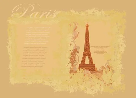 Vintage retro eiffel card Stock Illustration