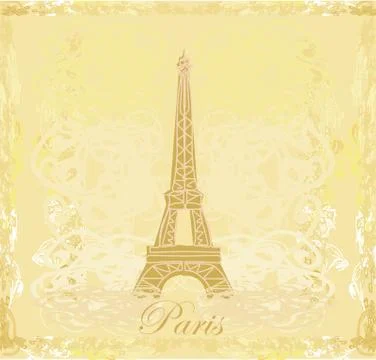 Vintage retro eiffel card Stock Illustration