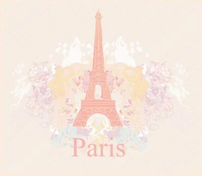 Vintage retro eiffel card Stockillustratie
