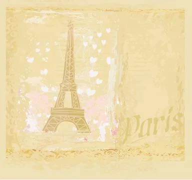 Vintage retro Eiffel card Stock Illustration
