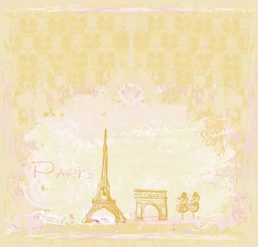 Vintage retro Eiffel card Stock Illustration
