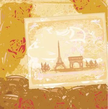 Vintage retro Eiffel card Stock Illustration