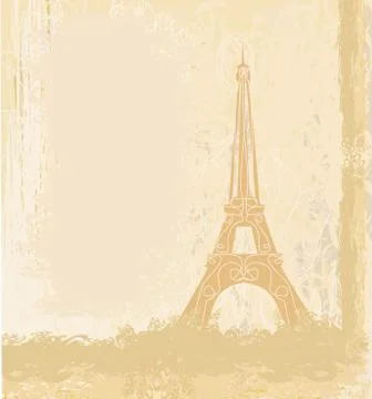Vintage retro Eiffel card Stock Illustration