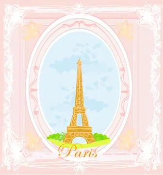 Vintage retro Eiffel card Stock Illustration