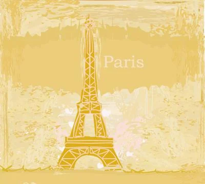Vintage retro Eiffel card Stock Illustration