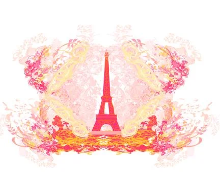 Vintage retro Eiffel card Stock Illustration