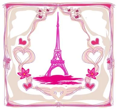 Vintage retro Eiffel card Stock Illustration