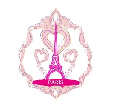 Vintage retro Eiffel card Stock Illustration