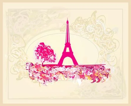 Vintage retro eiffel tower abstract card Stock Illustration