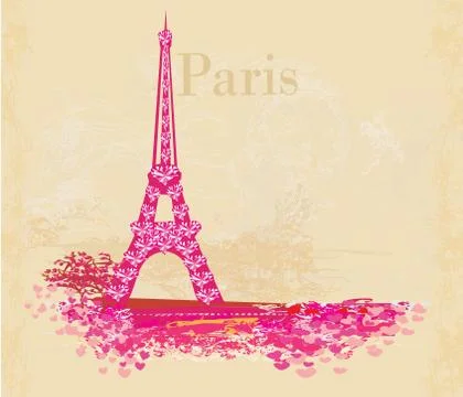 Vintage retro Eiffel tower abstract card Stock Illustration