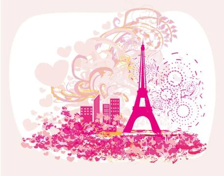 Vintage retro Eiffel tower abstract card Stock Illustration