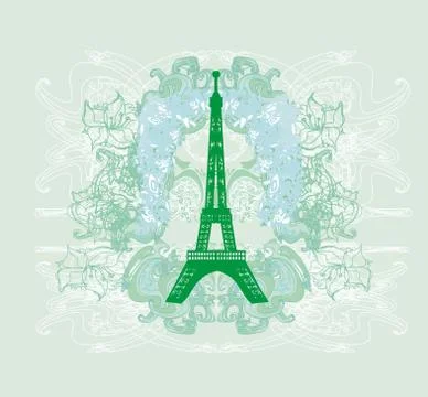 Vintage Retro Eiffel Tower Abstract Card Stock Illustration