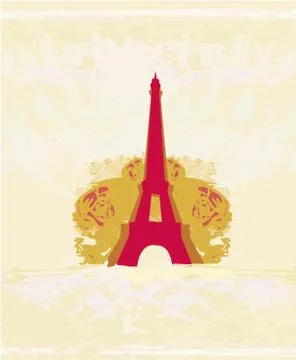 Vintage retro eiffel tower card Stock Illustration