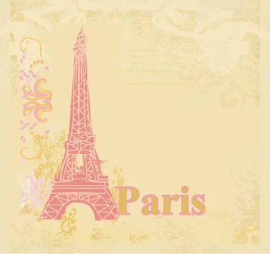 Vintage retro Eiffel tower card Stock Illustration