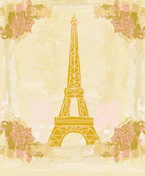 Vintage retro Eiffel tower card Stock Illustration